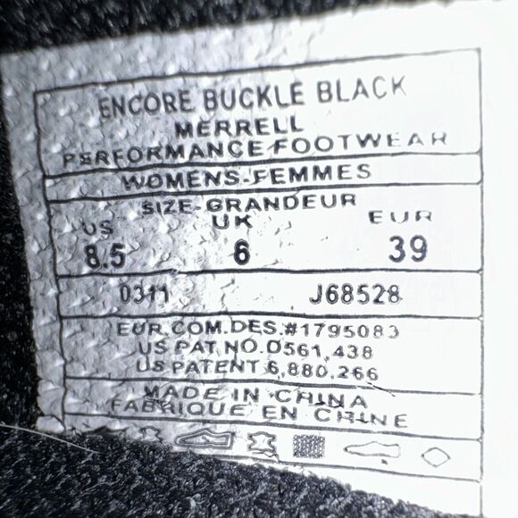 Merrell Encore Buckle Black Nubuck Leather Slip On Mules Clogs Shoes Womens 8.5 - Picture 12 of 12